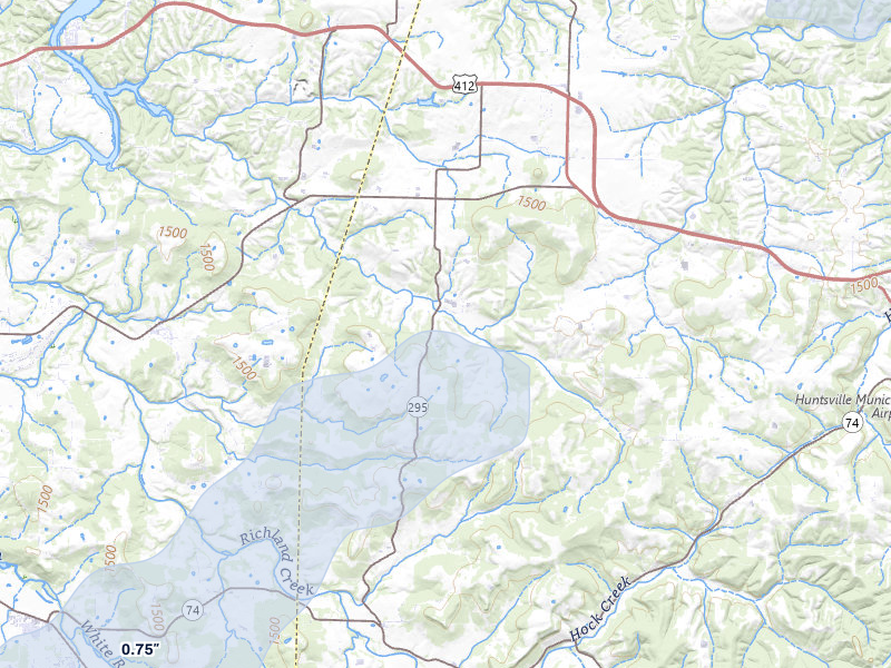 NEXRAD radar-signature map of the hail storm over Hindsville, AR on Mar 6, 2026