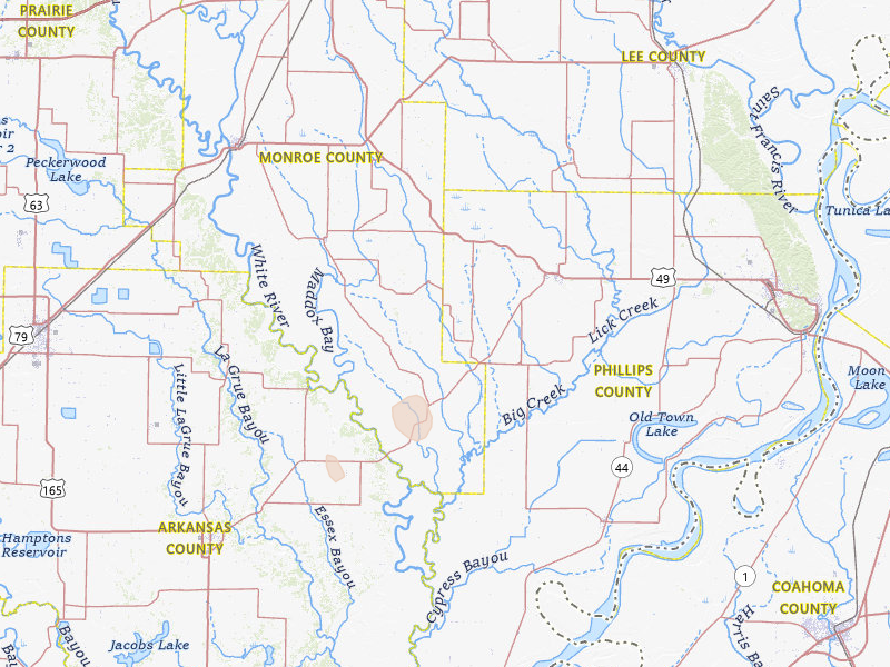 Radar-estimated hail-size map of the storm over Holly Grove, AR on Apr 28, 2026