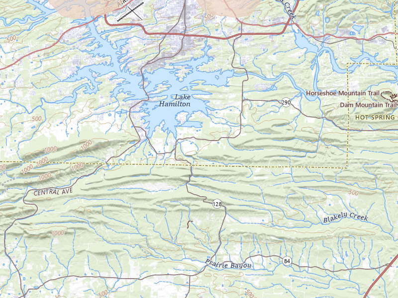 Radar-estimated hail-size map of the storm over Hot Springs National Park, AR on Jul 7, 2026