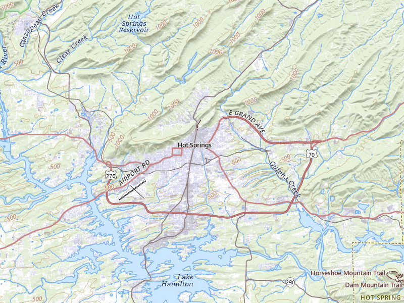 Radar-estimated hail-size map of the storm over Hot Springs National Park, AR on Jul 30, 2026