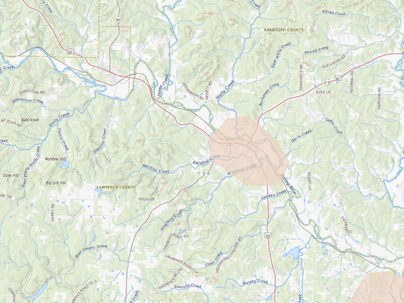 Radar-estimated hail-size map of the storm over Imboden, AR