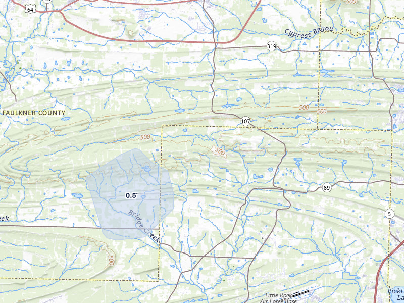NEXRAD radar-signature map of the hail over Jacksonville, AR