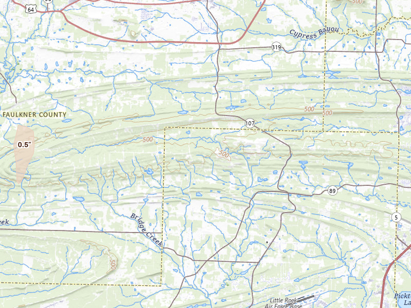 Radar-estimated hail-size map of the storm over Jacksonville, AR on Mar 15, 2026