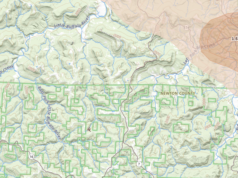 Radar-estimated hail-size map of the storm over Jasper, AR on May 30, 2026