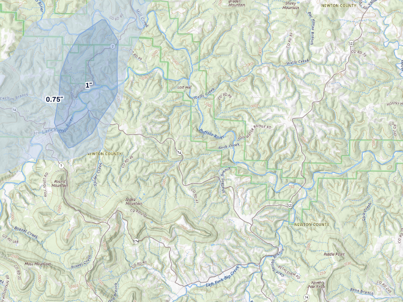 NEXRAD radar-signature map of the hail storm over Jasper, AR on Aug 26, 2026