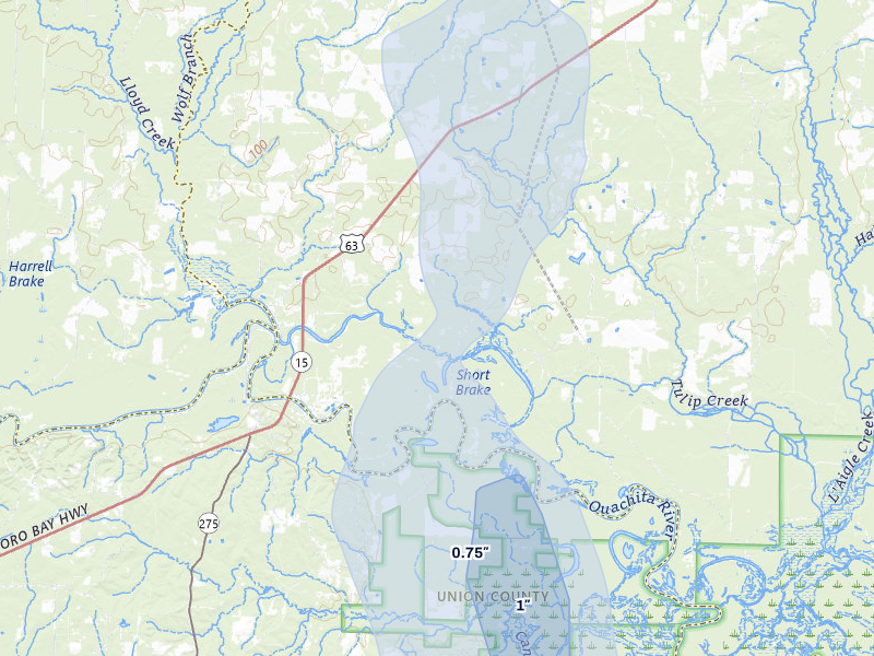 NEXRAD radar-signature map of the hail over Jersey, AR