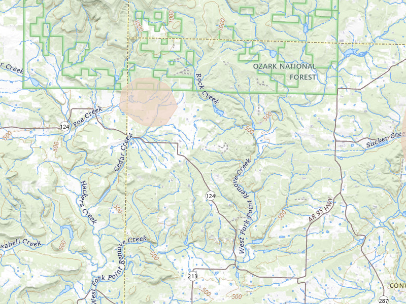 Radar-estimated hail-size map of the storm over Jerusalem, AR on Aug 17, 2026