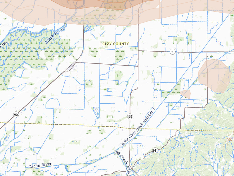 Radar-estimated hail-size map of the storm over Knobel, AR