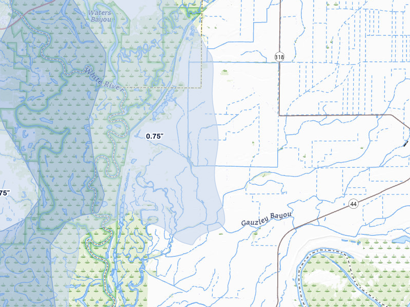 NEXRAD radar-signature map of the hail storm over Lambrook, AR on Jun 1, 2026