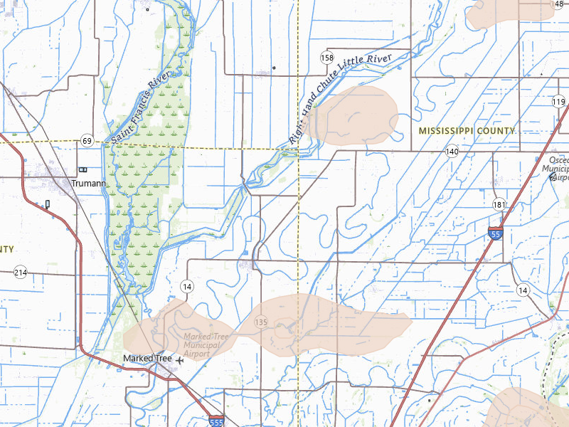 Radar-estimated hail-size map of the storm over Lepanto, AR on Jun 13, 2026