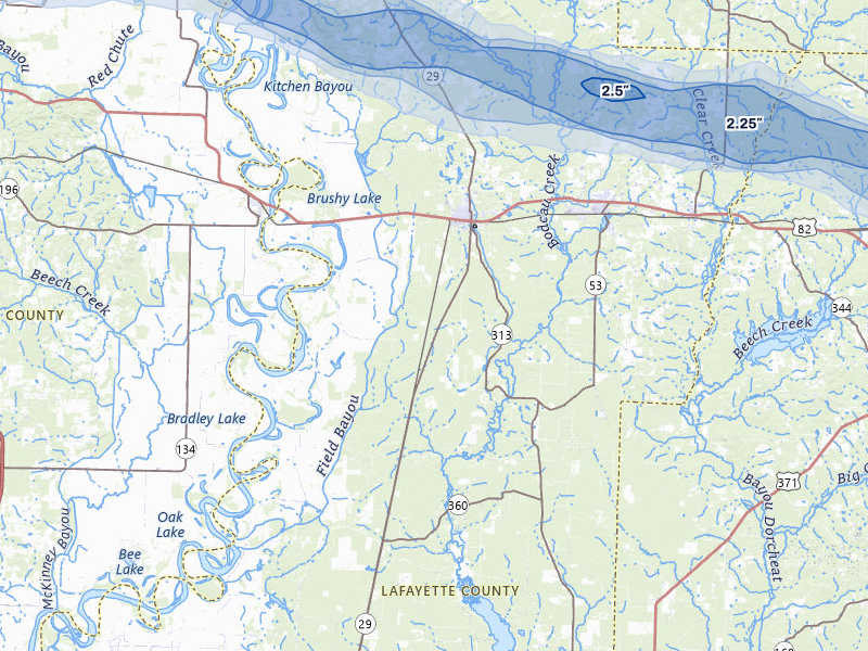 NEXRAD radar-signature map of the hail over Lewisville, AR