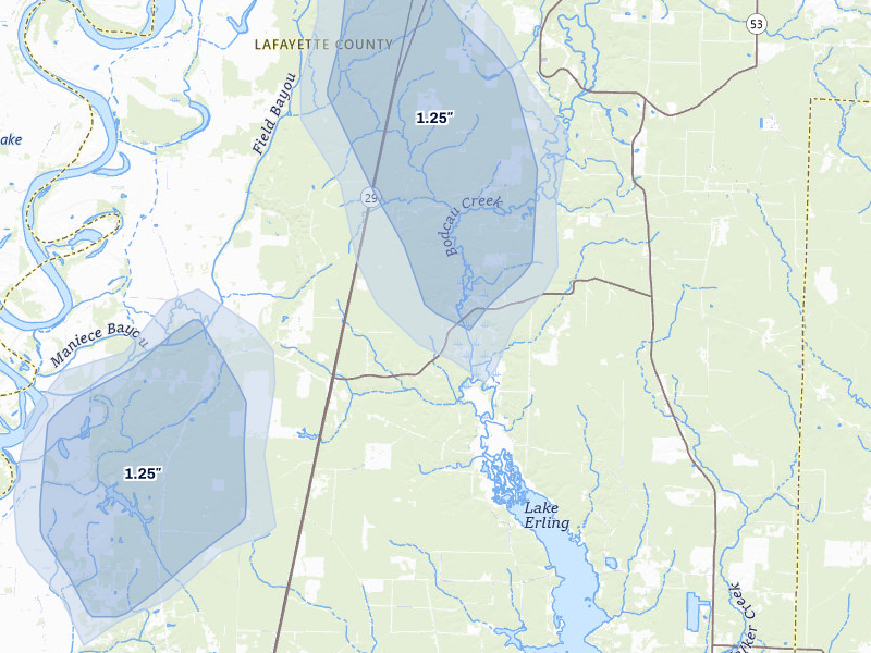 NEXRAD radar-signature map of the hail over Lewisville, AR
