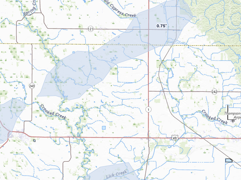 NEXRAD radar-signature map of the hail storm over Lexa, AR on Apr 28, 2026