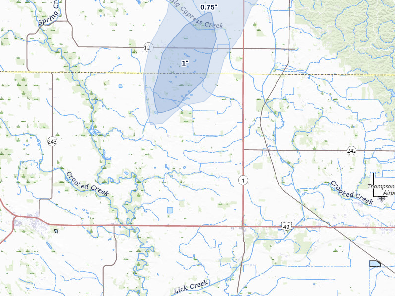 NEXRAD radar-signature map of the hail storm over Lexa, AR on May 18, 2026