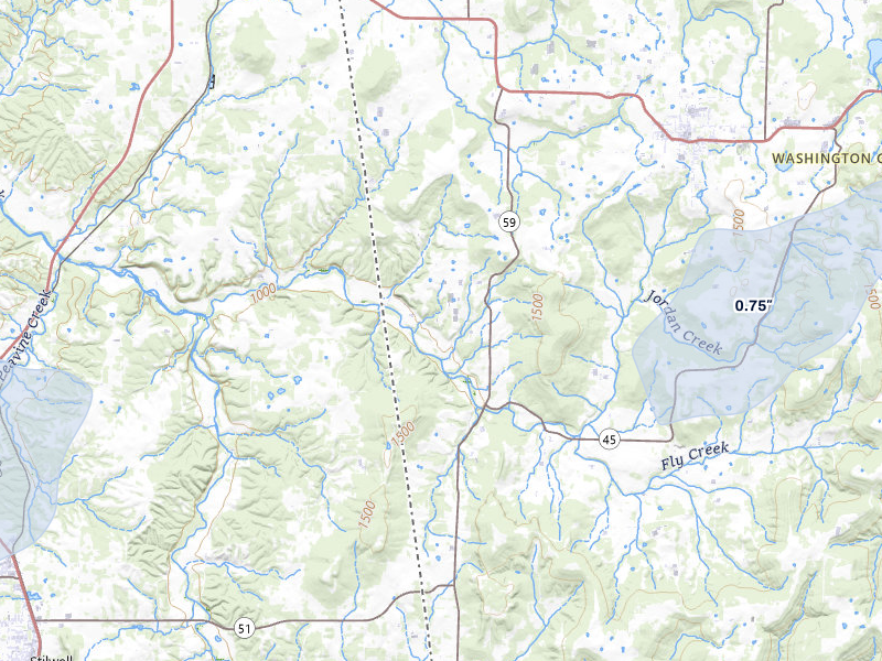NEXRAD radar-signature map of the hail over Lincoln, AR