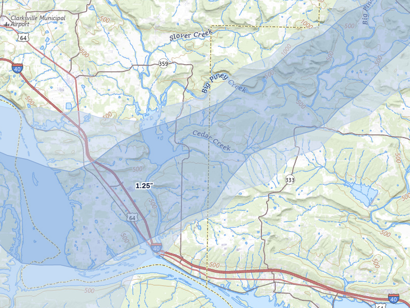NEXRAD radar-signature map of the hail storm over London, AR on Apr 28, 2026