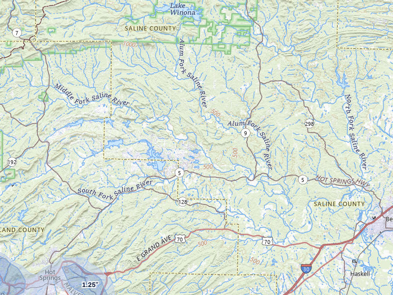 NEXRAD radar-signature map of the hail storm over Lonsdale, AR on Jul 7, 2026