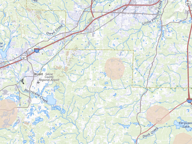 Radar-estimated hail-size map of the storm over Mabelvale, AR on Aug 7, 2026
