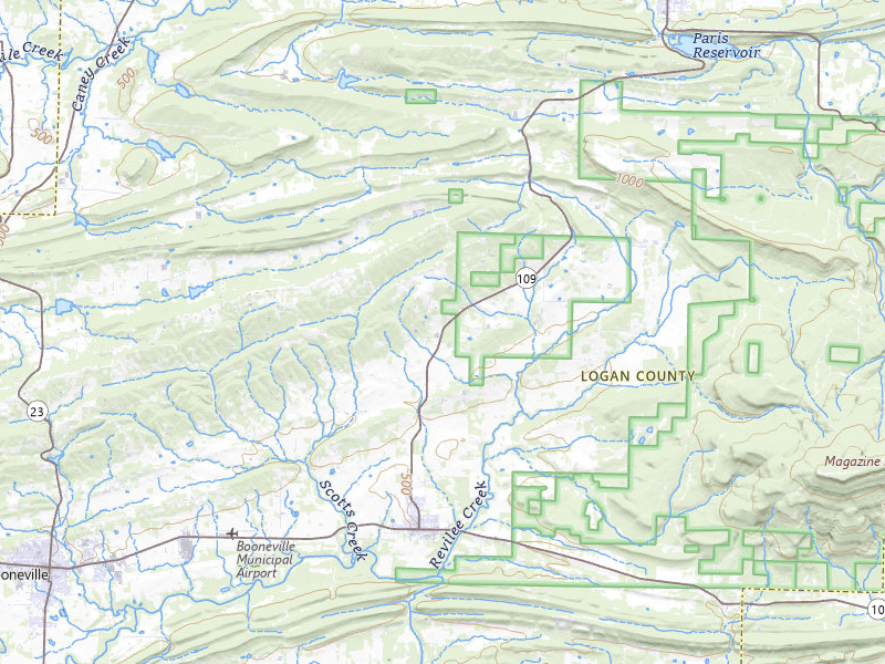 Radar-estimated hail-size map of the storm over Magazine, AR on May 15, 2026