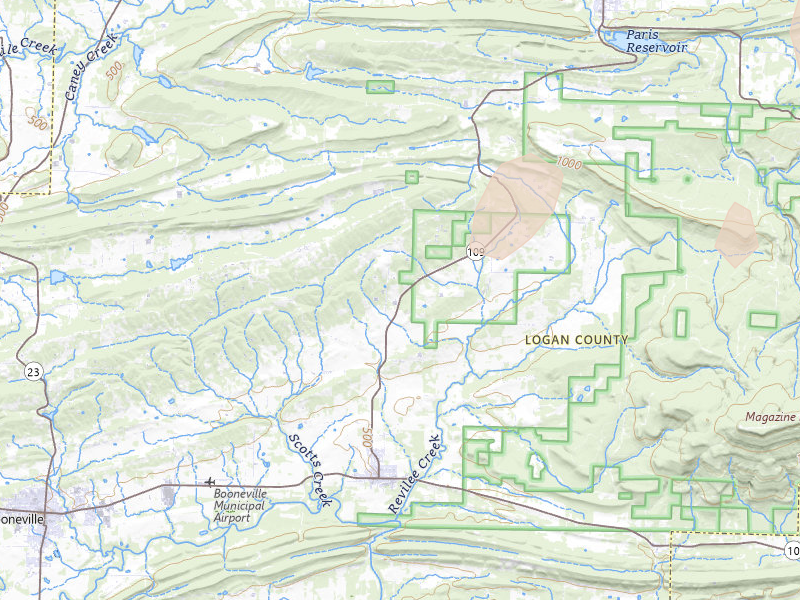 Radar-estimated hail-size map of the storm over Magazine, AR on Aug 6, 2026