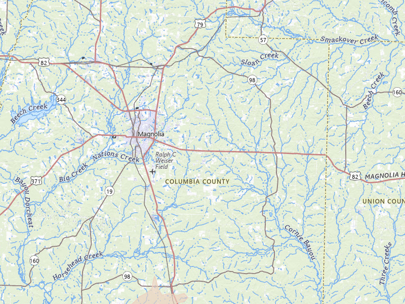 Radar-estimated hail-size map of the storm over Magnolia, AR on Apr 24, 2026