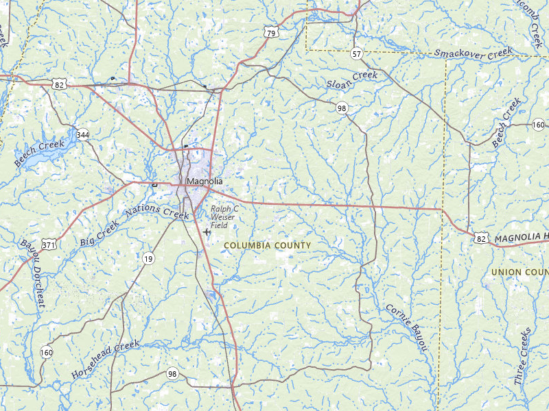 Radar-estimated hail-size map of the storm over Magnolia, AR on May 8, 2026
