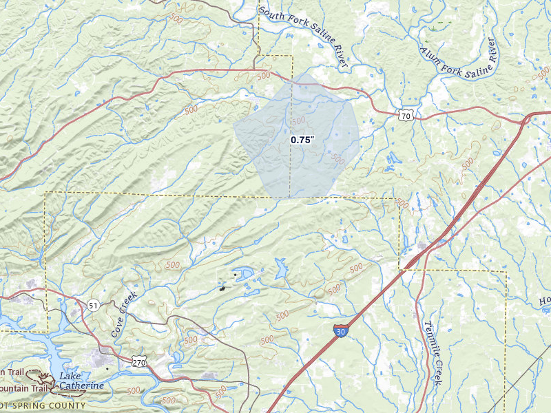 NEXRAD radar-signature map of the hail storm over Malvern, AR on Mar 7, 2026