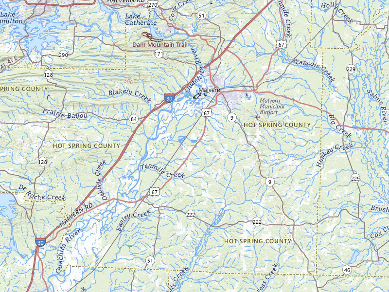Radar-estimated hail-size map of the storm over Malvern, AR on Jul 7, 2026