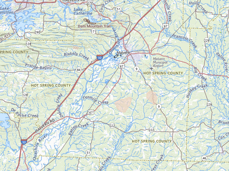 Radar-estimated hail-size map of the storm over Malvern, AR on Jul 8, 2026