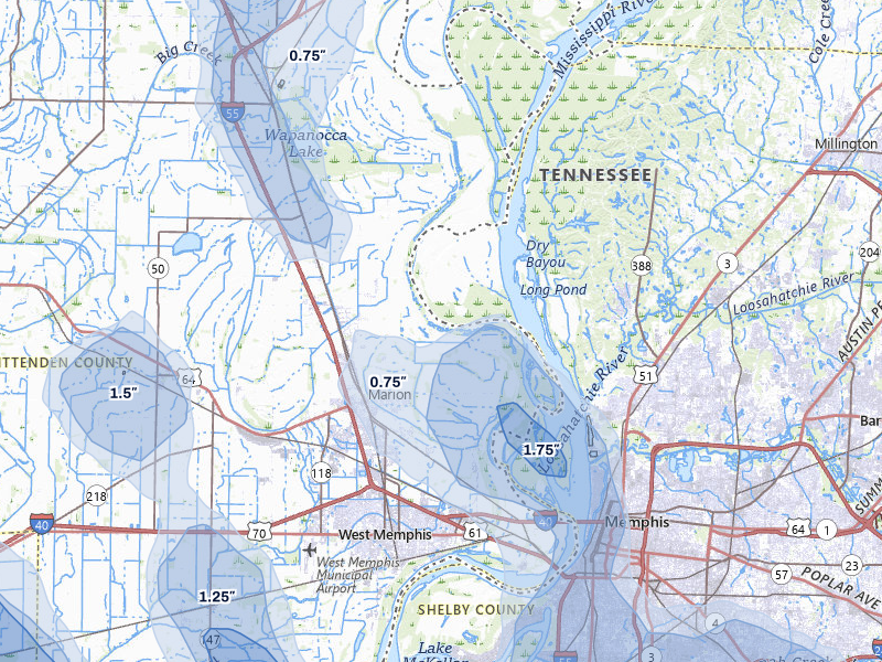 NEXRAD radar-signature map of the hail storm over Marion, AR on Jun 1, 2026