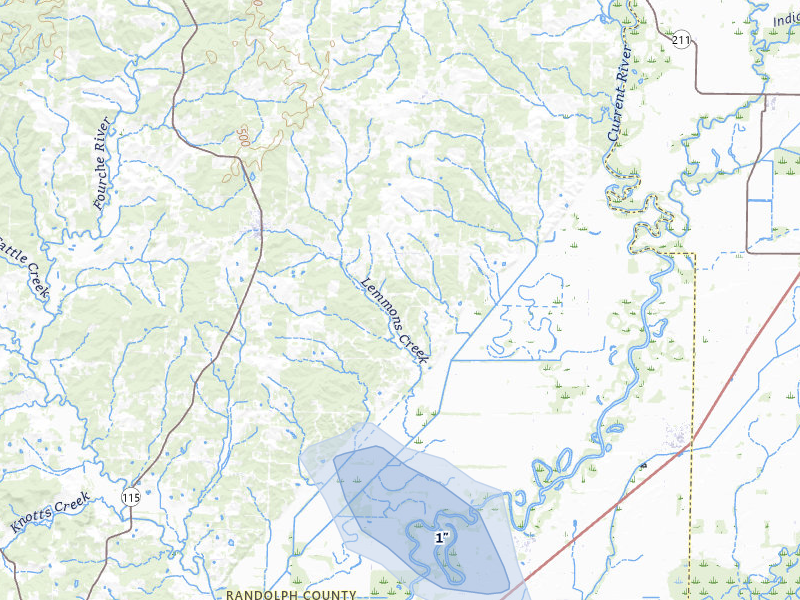 NEXRAD radar-signature map of the hail storm over Maynard, AR on Jul 31, 2026