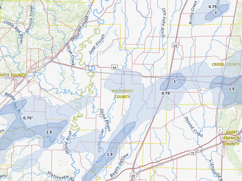 NEXRAD radar-signature map of the hail storm over Mc Crory, AR on Apr 28, 2026