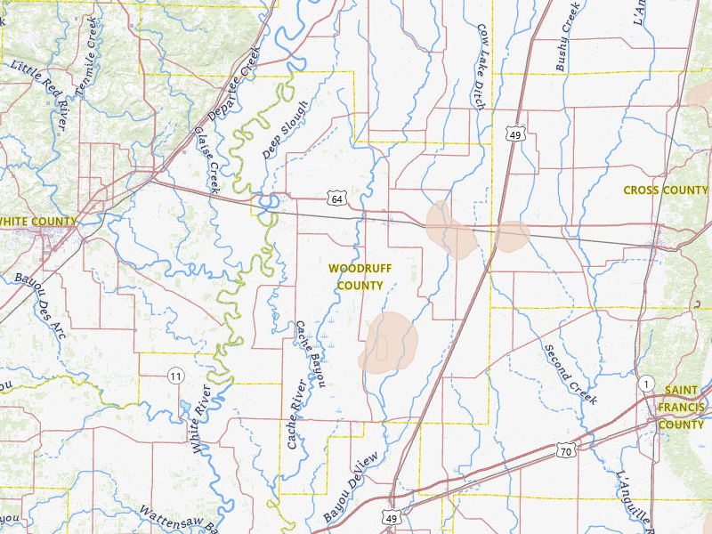 Radar-estimated hail-size map of the storm over Mc Crory, AR