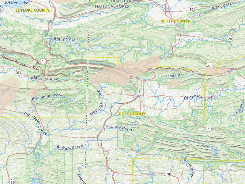 Radar-estimated hail-size map of the storm over Mena, AR on Apr 28, 2026
