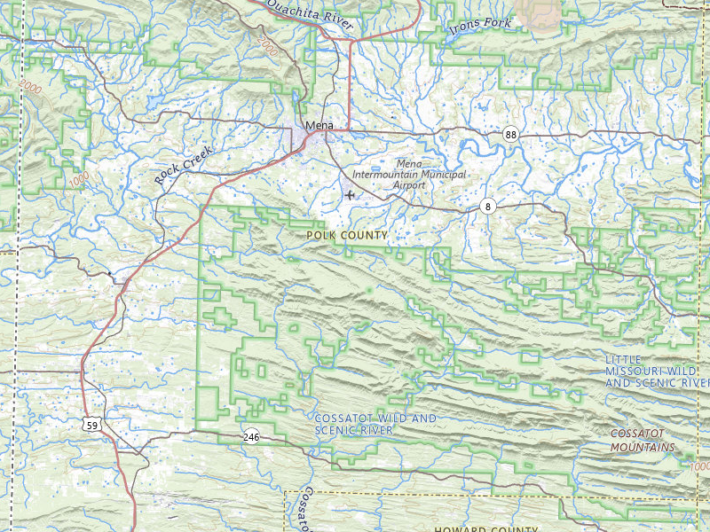 Radar-estimated hail-size map of the storm over Mena, AR on Jul 8, 2026