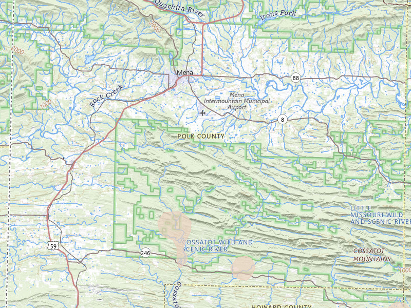 Radar-estimated hail-size map of the storm over Mena, AR on Jul 12, 2026