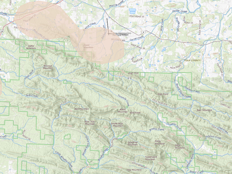 Radar-estimated hail-size map of the storm over Mena, AR