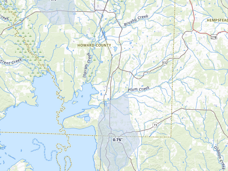 NEXRAD radar-signature map of the hail storm over Mineral Springs, AR on Mar 6, 2026