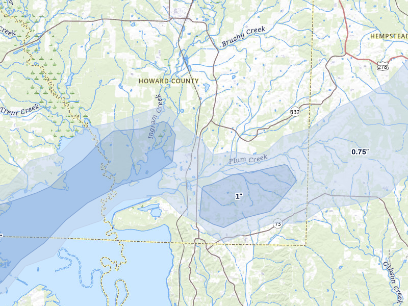 NEXRAD radar-signature map of the hail storm over Mineral Springs, AR on Apr 28, 2026