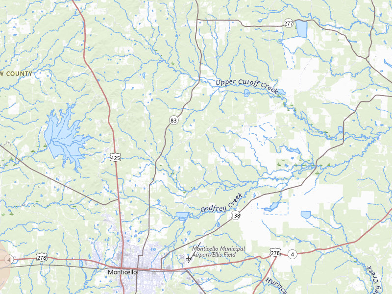 Radar-estimated hail-size map of the storm over Monticello, AR on Jul 8, 2026
