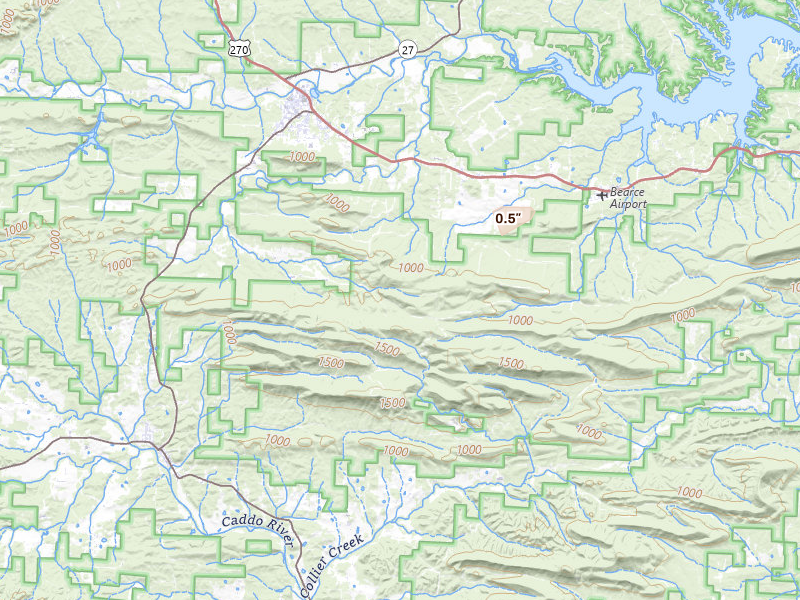 Radar-estimated hail-size map of the storm over Mount Ida, AR on Jun 2, 2026