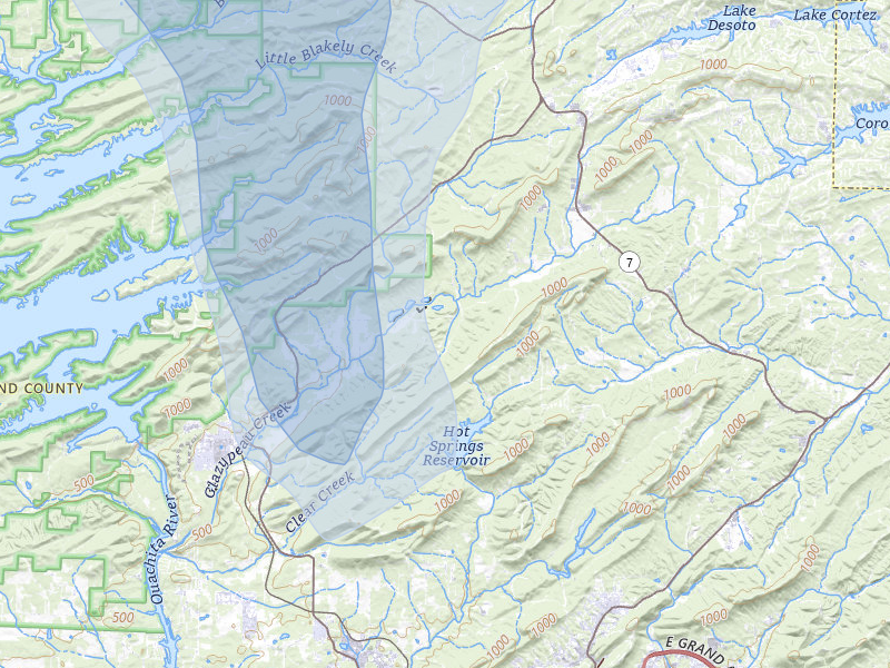 NEXRAD radar-signature map of the hail storm over Mountain Pine, AR on Jun 1, 2026