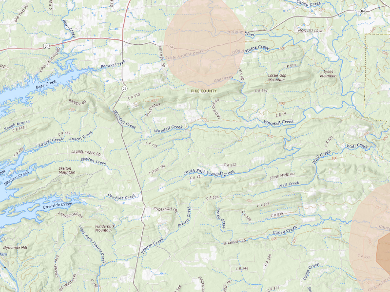 Radar-estimated hail-size map of the storm over Murfreesboro, AR