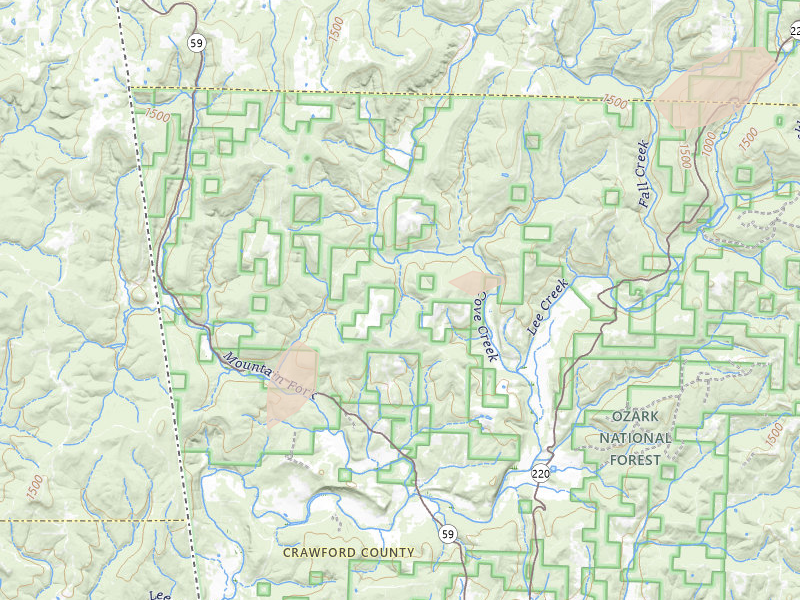 Radar-estimated hail-size map of the storm over Natural Dam, AR on Mar 6, 2026