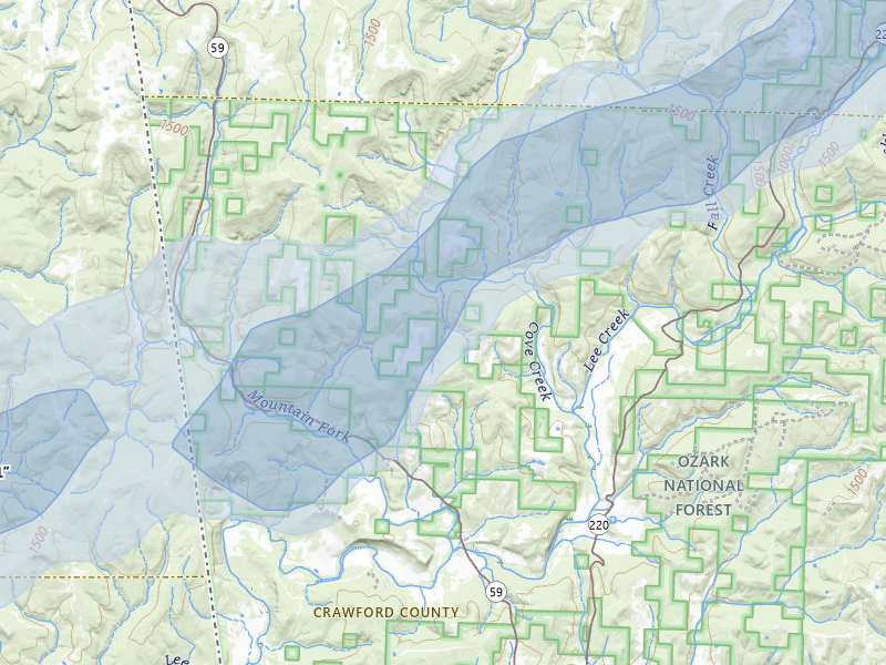 NEXRAD radar-signature map of the hail storm over Natural Dam, AR on Mar 6, 2026