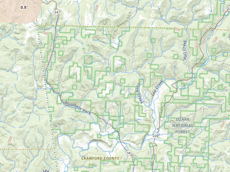 Radar-estimated hail-size map of the storm over Natural Dam, AR on Apr 25, 2026
