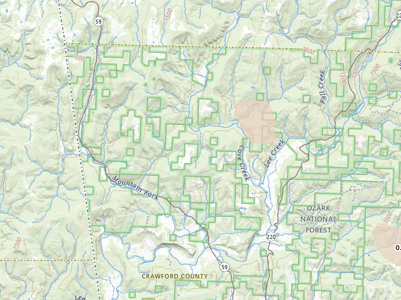 Radar-estimated hail-size map of the storm over Natural Dam, AR on Jun 2, 2026