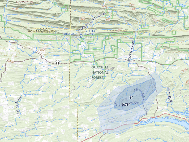 NEXRAD radar-signature map of the hail storm over Newhope, AR on Apr 28, 2026