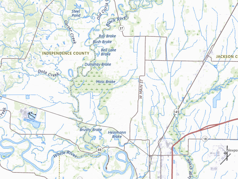 Radar-estimated hail-size map of the storm over Newport, AR on Jul 17, 2026