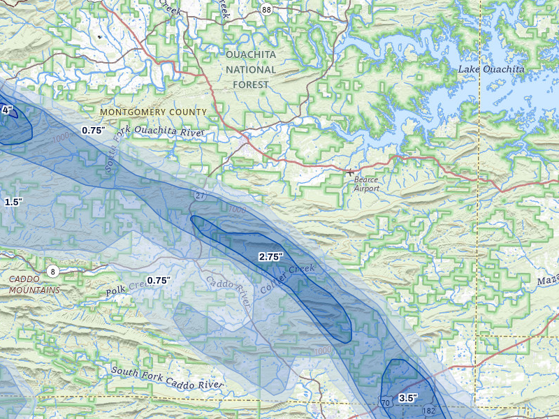 NEXRAD radar-signature map of the hail over Norman, AR